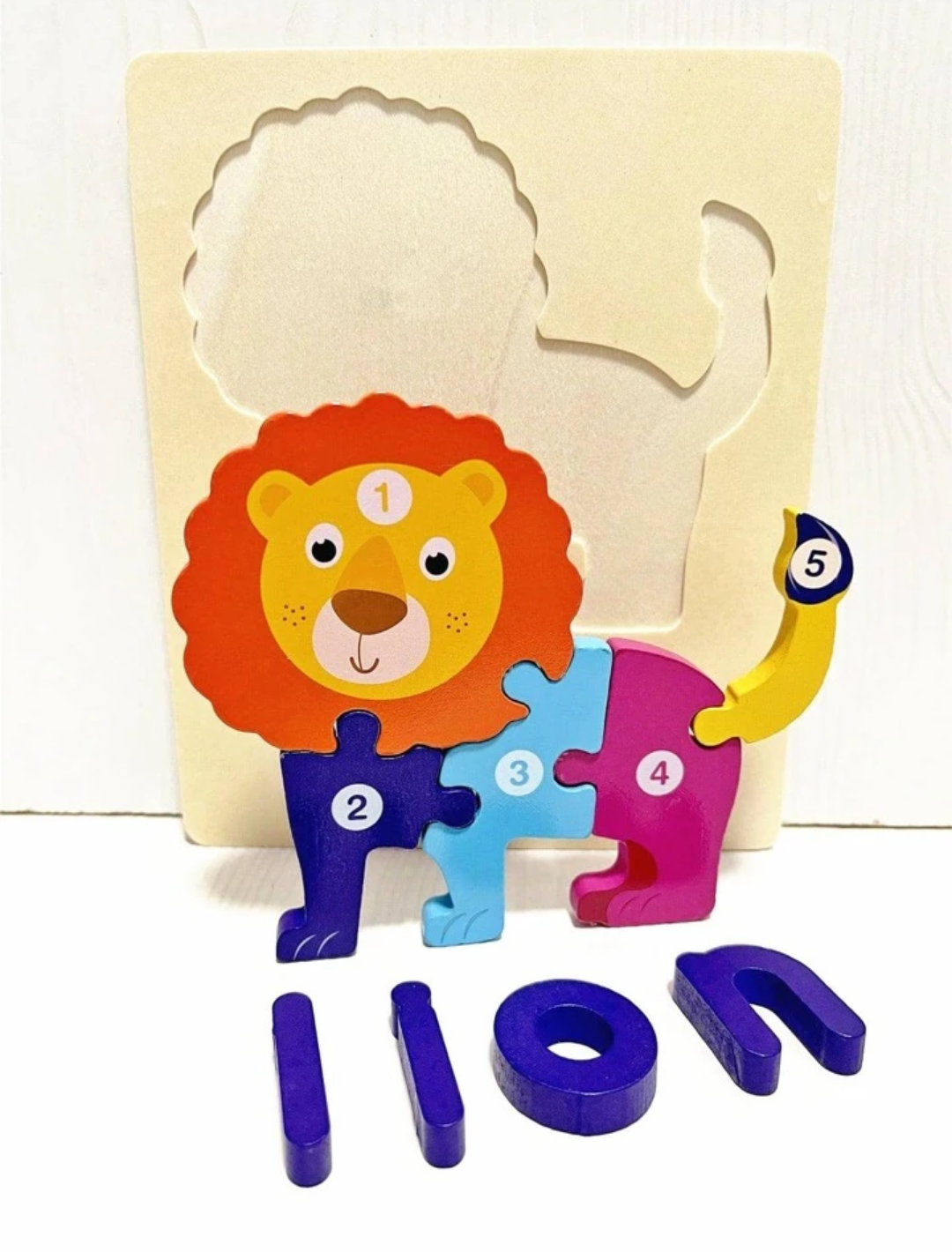 Wooden Shape Block Puzzle Lion.