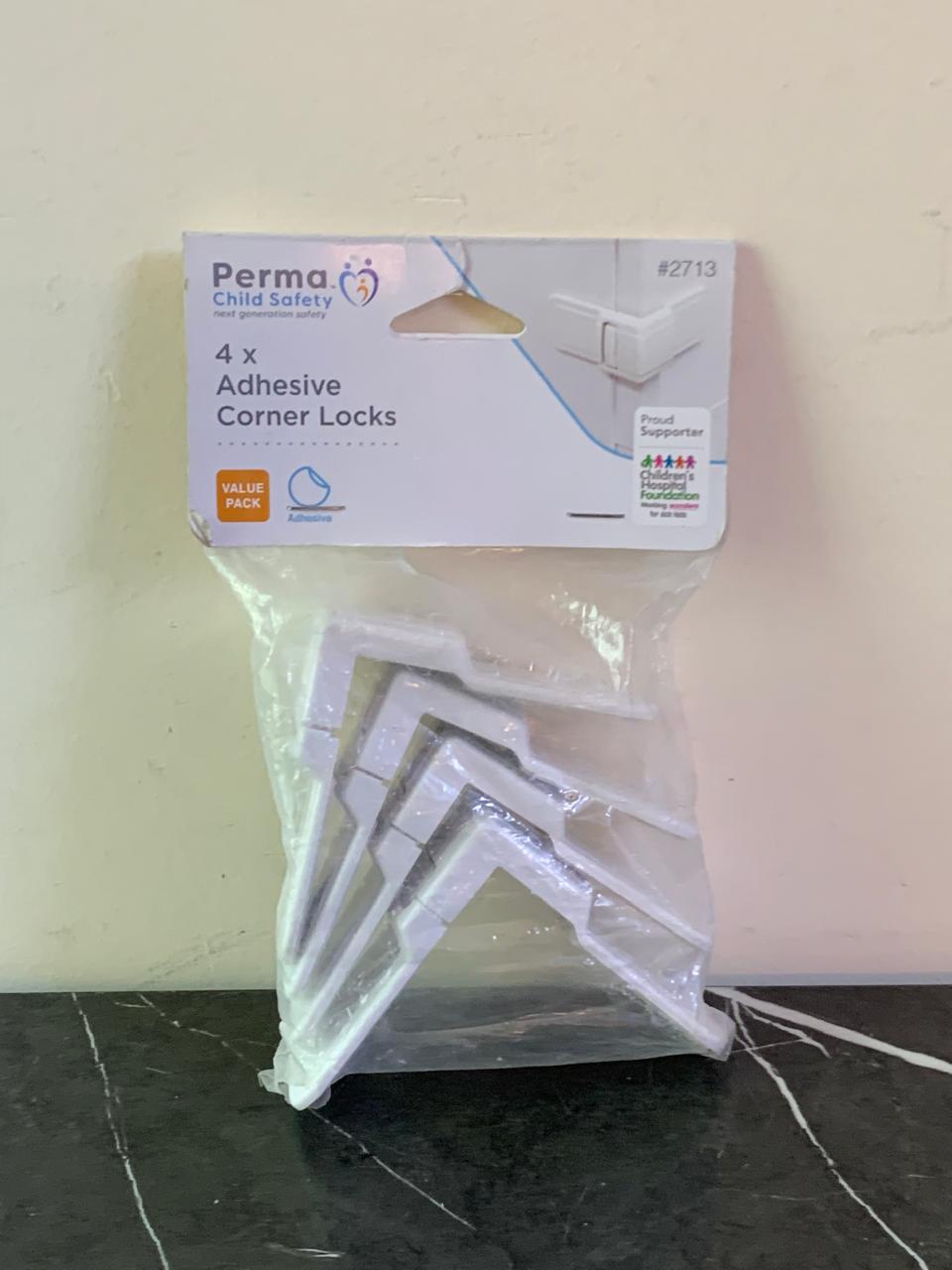 Perma Child Safety Adhesive Corner Locks.(4x) SKU:BXL-118