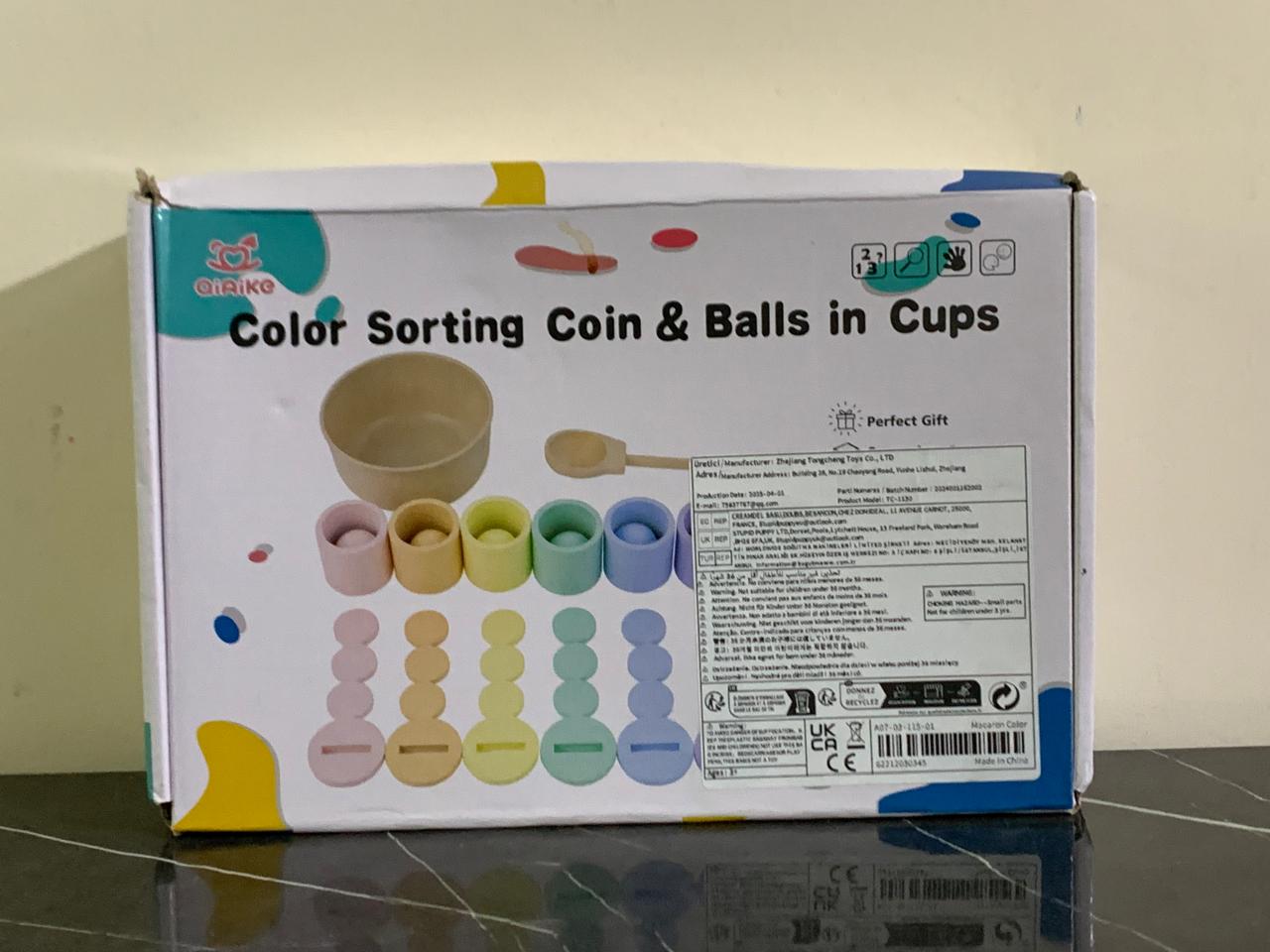 Color Sorting Coin & Balls in Cups. SKU:BXL-804