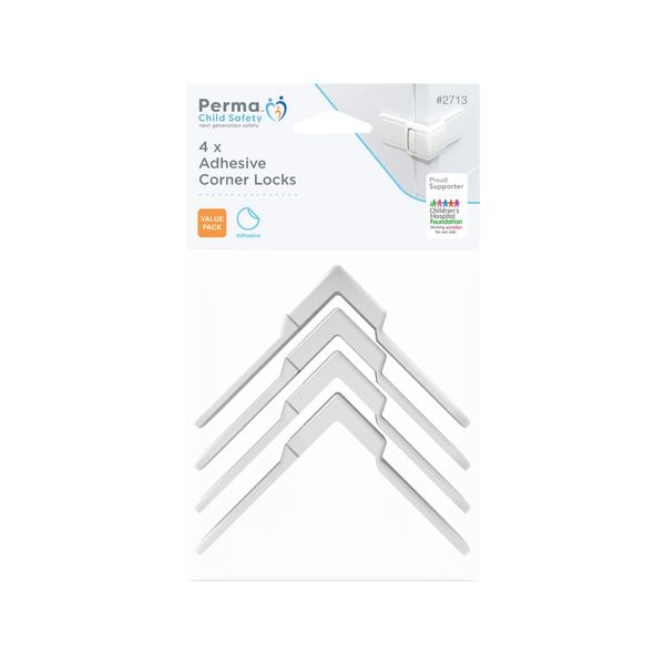 Perma Child Safety Adhesive Corner Locks.(4x) SKU:BXL-118