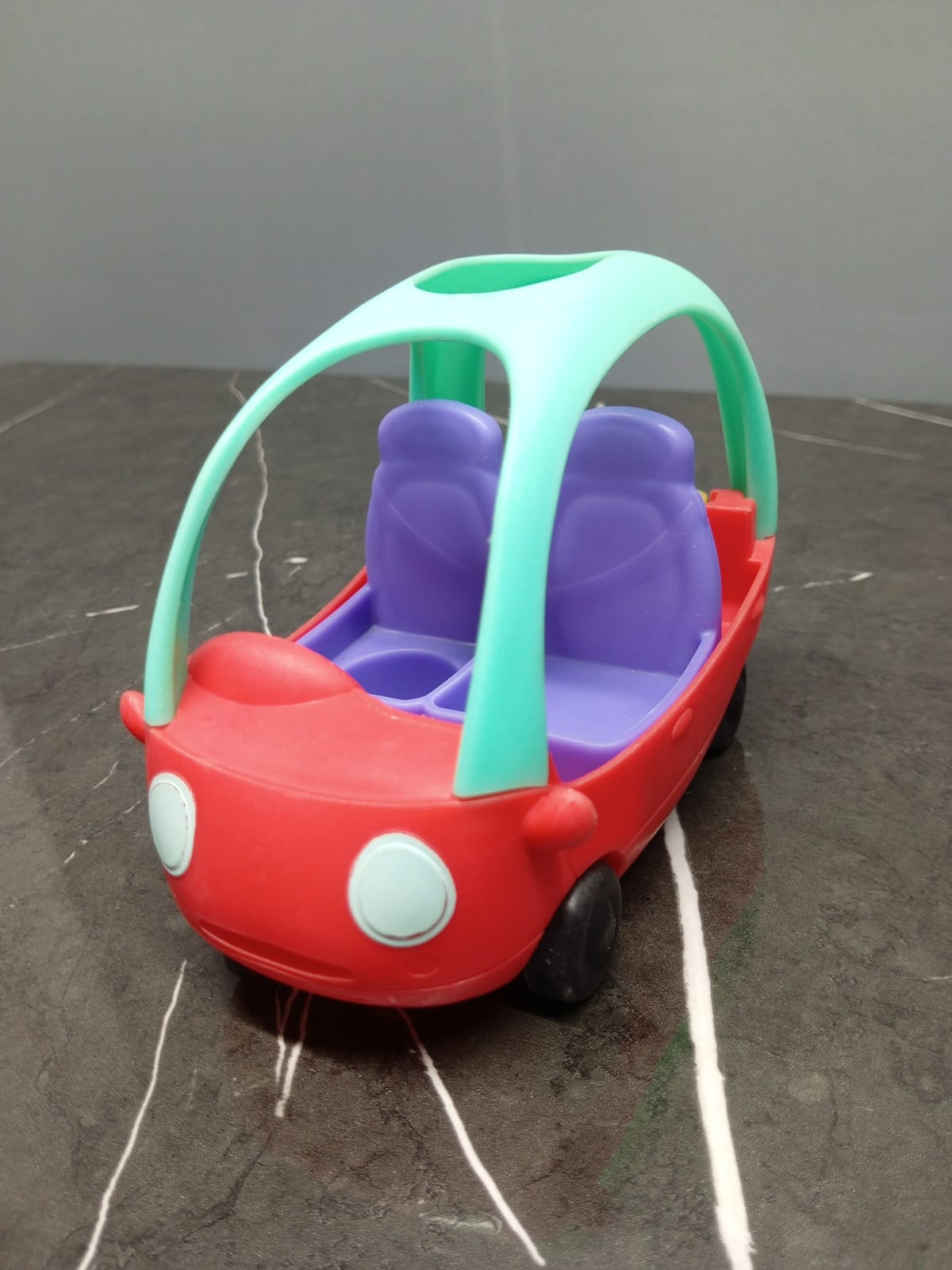 Red and Aqua Toy Car