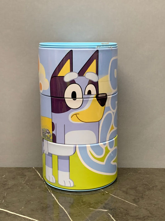 Bluey and Bingo Tin Money Box. (Slightly dented)
