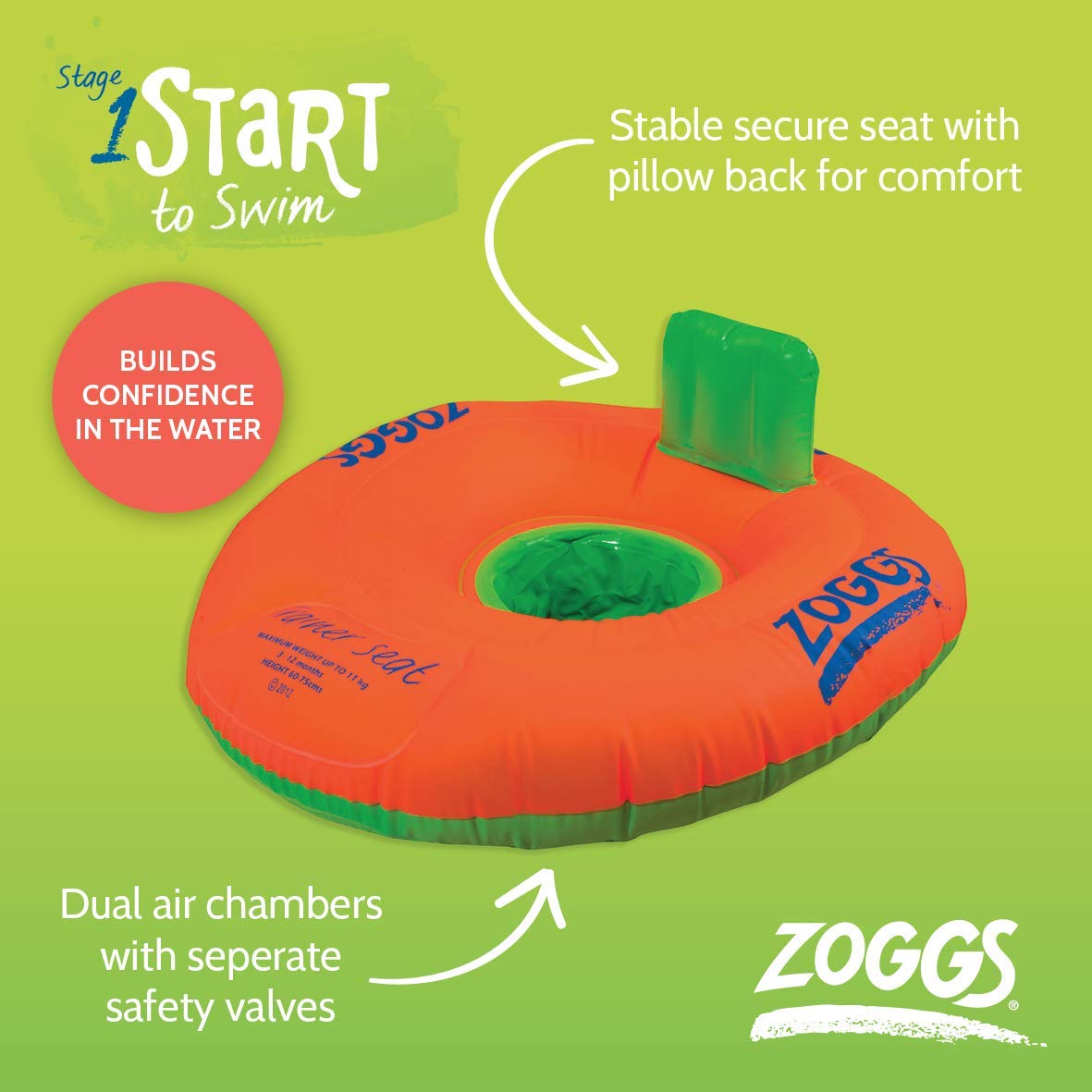 Zoggs Inflatable Trainer Seat.