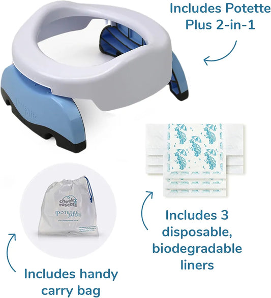Potette Plus 2-in-1, Folding Travel Potty & Toilet Trainer Seat. SKU:BXL-804