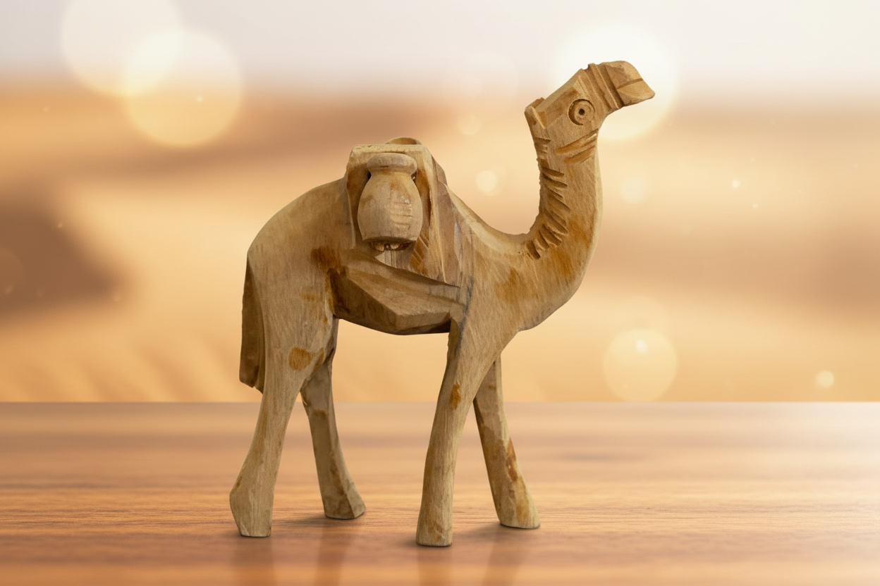 Wooden Camel Figurine. SKU:BXL-032