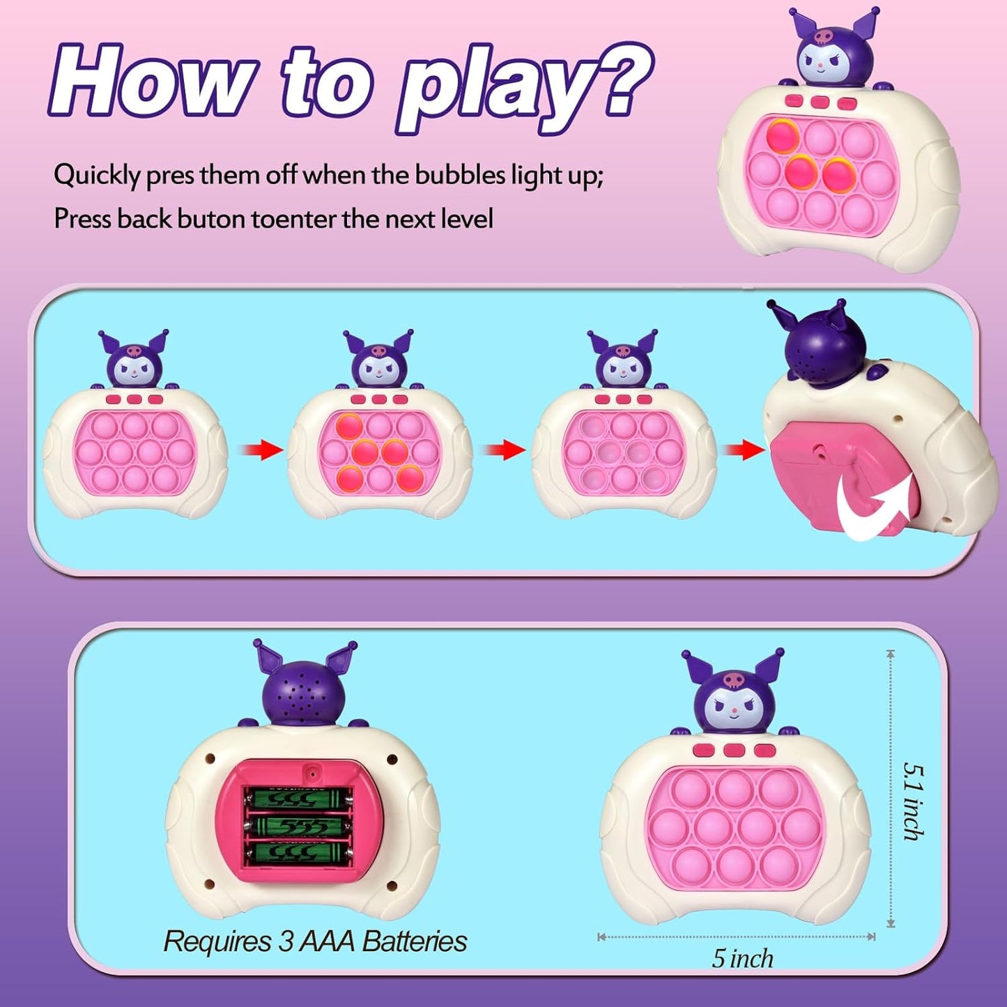 Kuromi Pop Push It Game Controller.