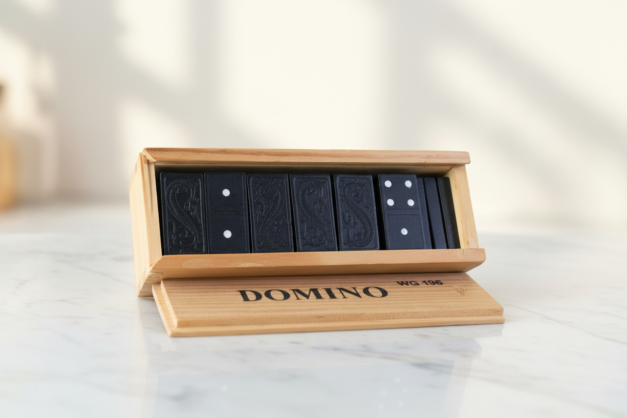 Dominoes Game In Wooden Box. (28 pieces) SKU:BXL-094