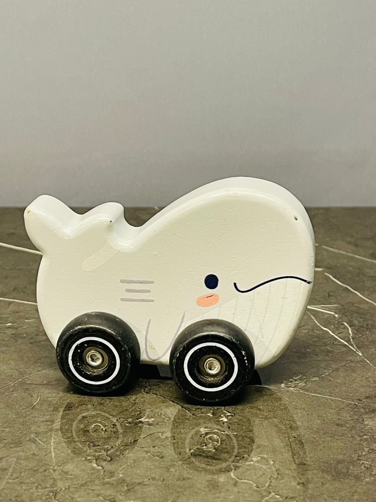 Wooden push along toy - whale