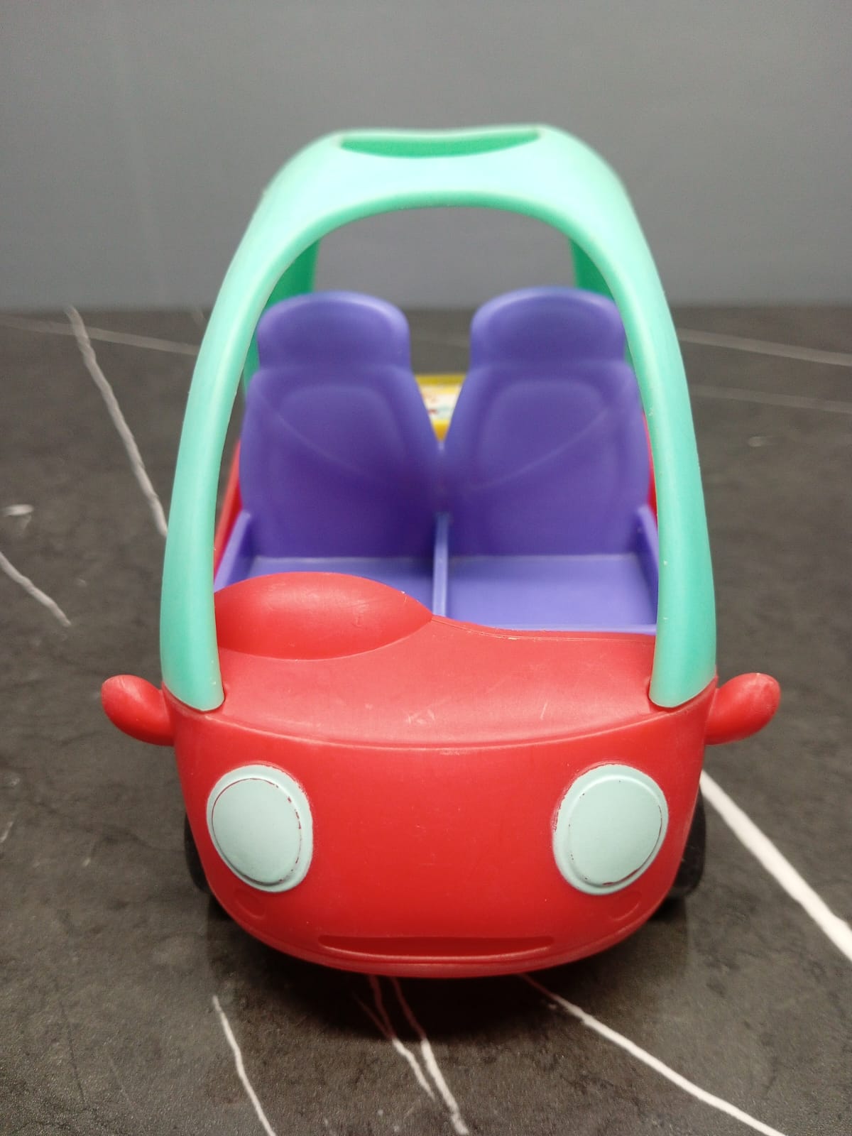 Red and Aqua Toy Car