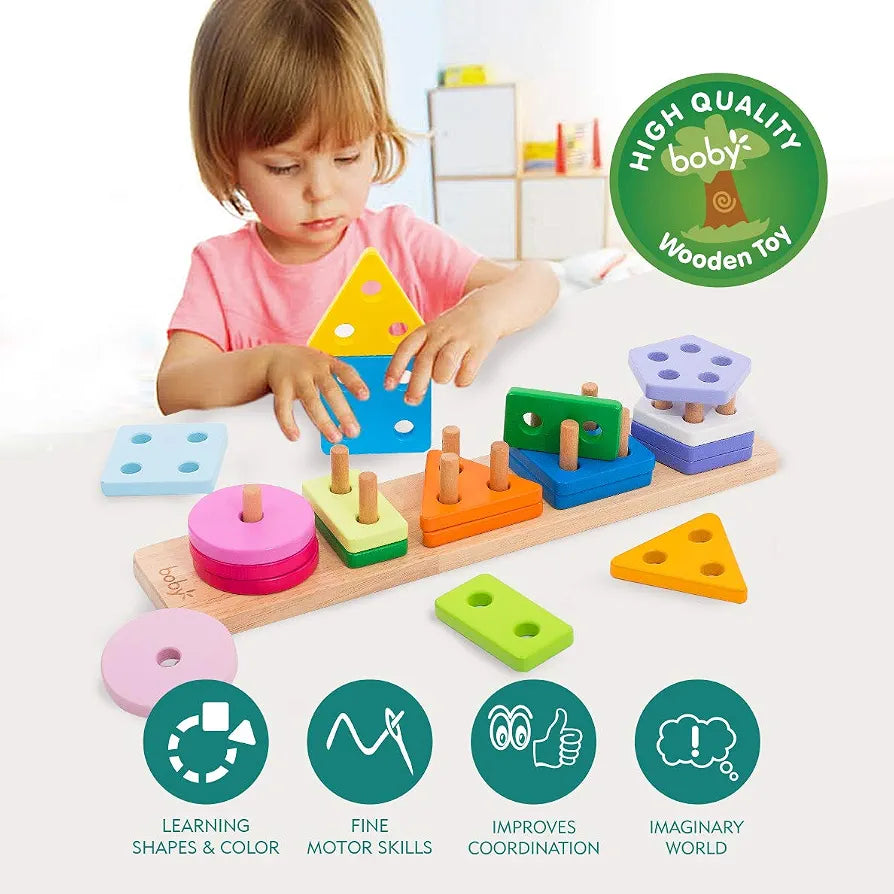Rolimate Wooden Geometric Shape Sorter Peg Board. (Must check video for number of available shapes) (Rs 250 advance)