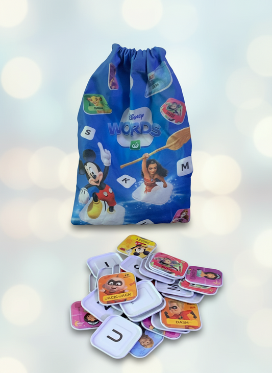 Woolworths Disney Scrabble Words Tiles Carry Bag. (29 pieces) SKU:BXL-113