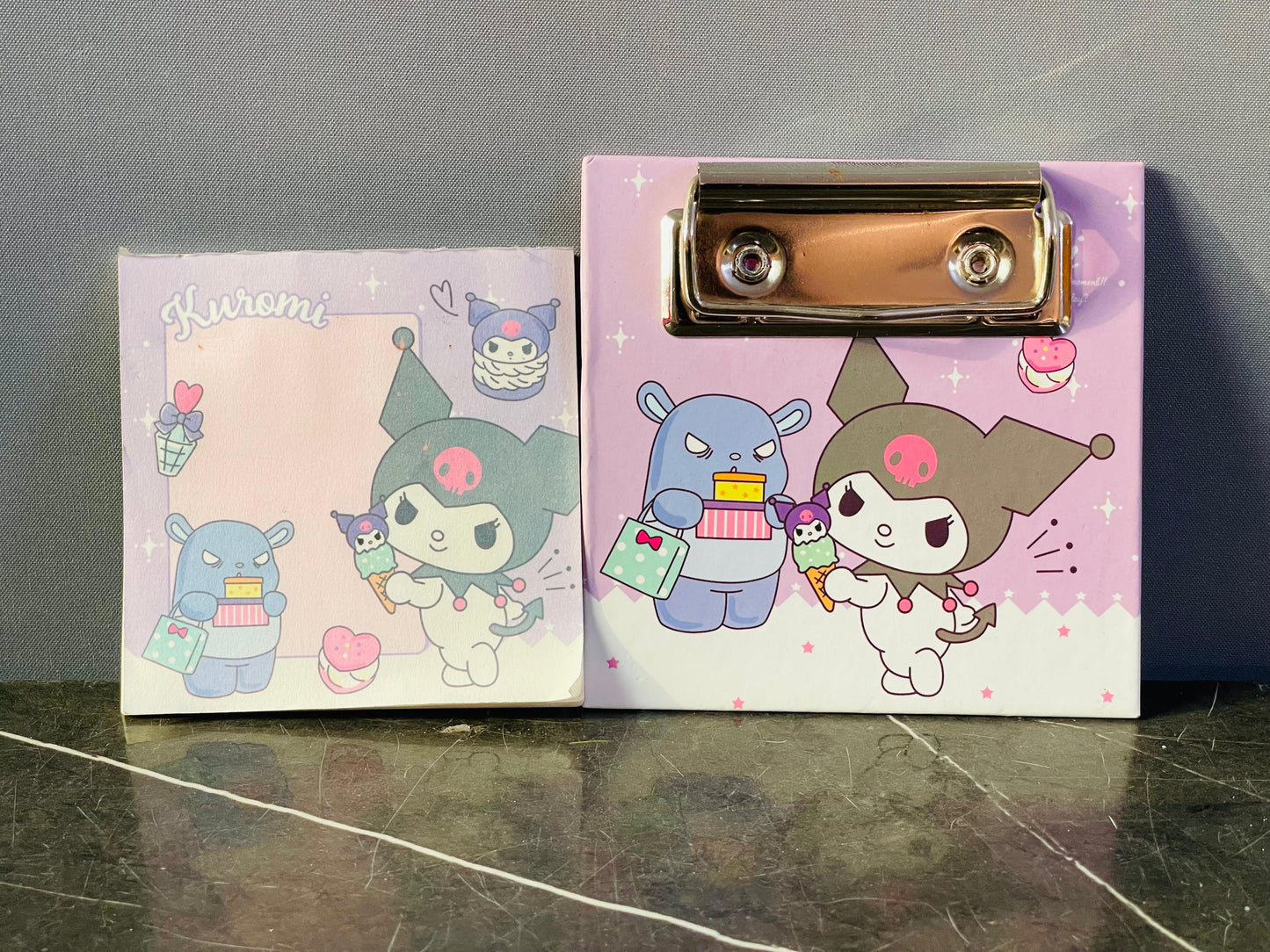 Sanrio Kuromi Clipboard And Matching Sticky Notes. SKU:BXL-089 (New)