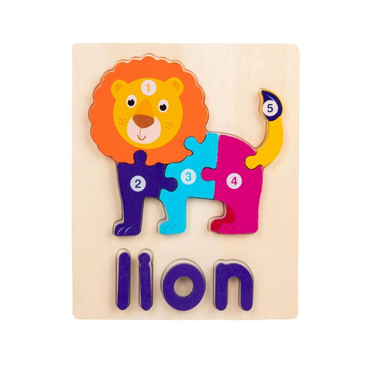 Wooden Shape Block Puzzle Lion.