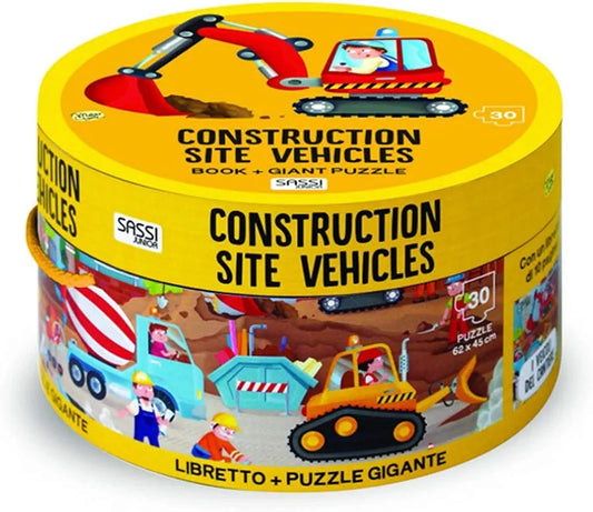 Sassi Junior "Construction Site Vehicles" Giant Puzzle. (30 pieces) SKU:BXL-804