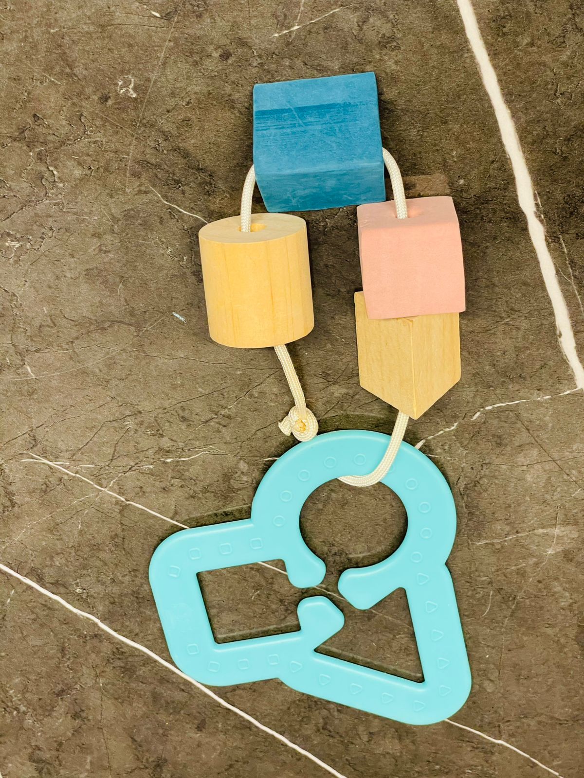 Wooden Bead Teether/Activity Toy with Loop Handle
