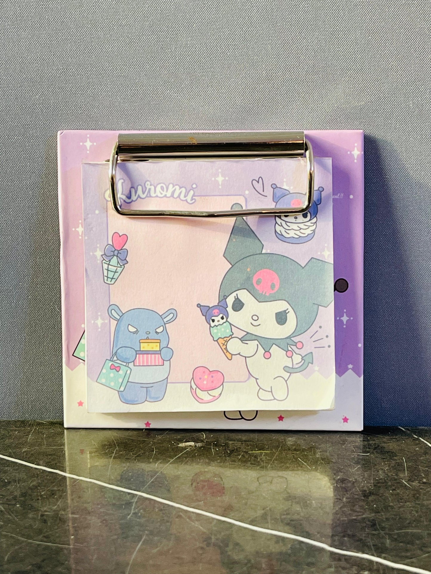 Sanrio Kuromi Clipboard And Matching Sticky Notes. SKU:BXL-089 (New)
