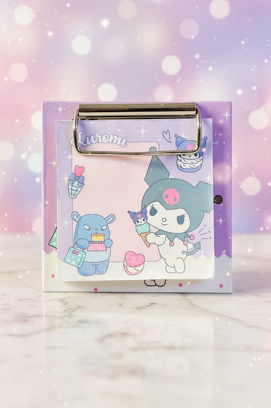 Sanrio Kuromi Clipboard And Matching Sticky Notes. SKU:BXL-089 (New)