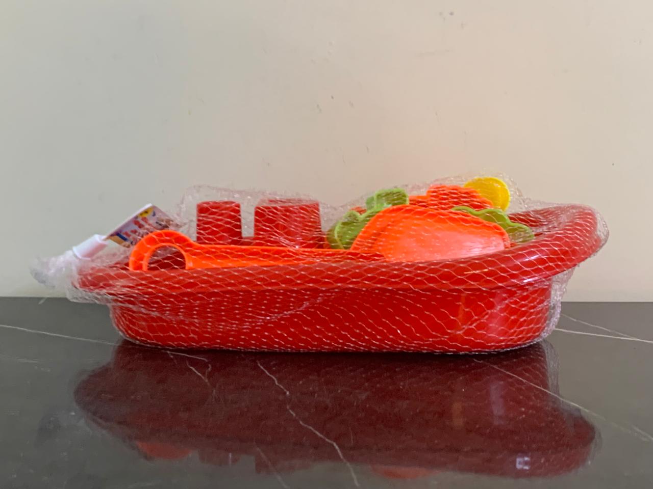 Large Plastic Beach Boat With Beach Toys. SKU:BXL-117