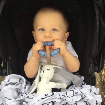 Jellystone Moon Teether - Soft Blue. SKU:BXL-094